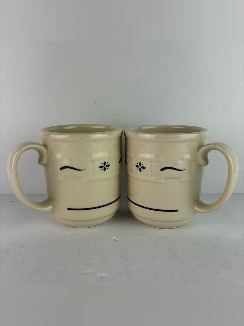 Longaberger Pottery Woven Traditions Mugs Set of 2